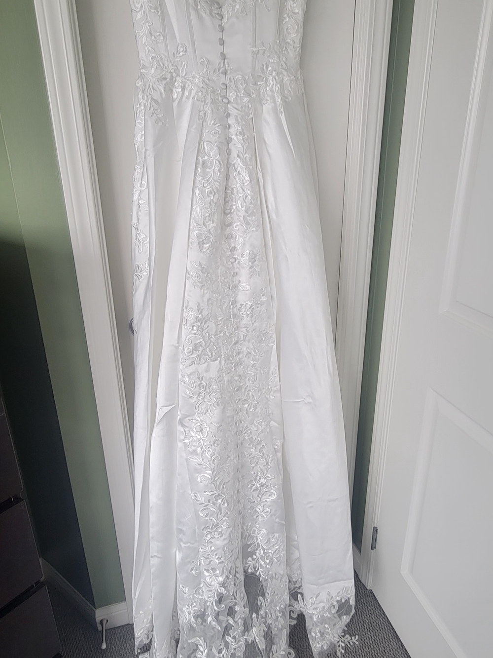 White Lace Embroidered Wedding Dress - Picture 2 of 12